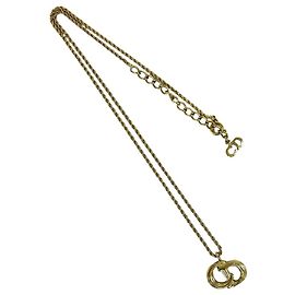 Collana con pendente Christian Dior Vintage CD Logo placcato oro