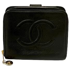 Cartera de doble pliegue Chanel Coco Mark en piel caviar vintage