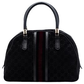 Borsa Dome Gucci Black GG Suede Web