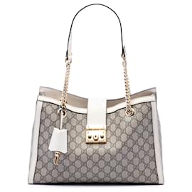Gucci Beige Medium GG Supreme Padlock Tote