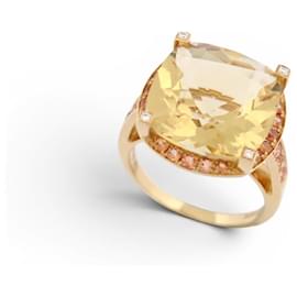 NUOVO Anello MAUBOUSSIN COULEUR D'AMOUR CITRINO ZAFIRI DIAMANTI T49 ORO 18K