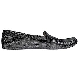 Tod's Loafer aus silbernem Leder mit Metallic-Akzenten
