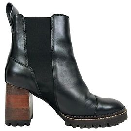 Chelsea-Stiefel Mallory aus schwarzem Glattleder See by Chloé