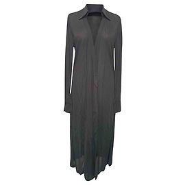 Vestido camisa midi em viscose preta Diane Von Furstenberg