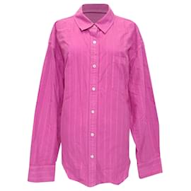 Camisa Boyfriend con bordes deshilachados en algodón rosa Alexander Wang