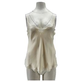 Vannina Vesperini Seiden- und Spitzen-Top creme