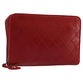 CHANEL Pochette Bicolore Pelle di Agnello Rosso Oro CC Auth am11760
