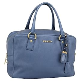 Borsa PRADA in pelle blu e oro Auth 183765V