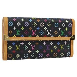 LOUIS VUITTON Monogram Multicolor Porte Tresor Wallet Black M92658 Auth 183735SAV