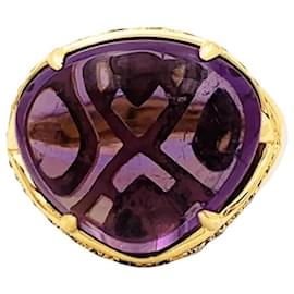 Bulgari Ring, "Sassi Mediterranean Eden", Gelbgold, Amethyst und Diamanten.