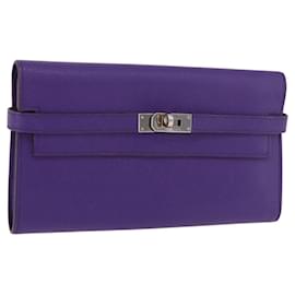 Hermès HERMES Kelly Long Wallet Epsom Violet Silber Authentisch 184179SM