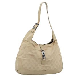 Borsa Jackie in tela GG GUCCI Beige Argento 001 3306 Auth 183958