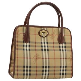 Borsa Burberry Nova Check in PVC Beige Oro Auth 182610A
