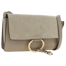 Chloé Bolso de hombro Chloe Fay de ante beige y oro Auth gh2099