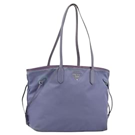 Borsa Tote PRADA in nylon viola argento Auth 183451 - Prada