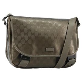Bolso de Hombro GUCCI GG Implementation PVC Gris Plata 201447 Auth am11773A