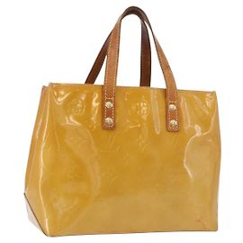 LOUIS VUITTON Monogram Vernis Reade PM Hand Bag Beige M91144 LV Auth gh2085