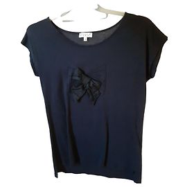 Claudie Pierlot camiseta azul marino con lazo de seda