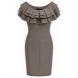 Giambattista Valli Vestido Shift con volantes taupe