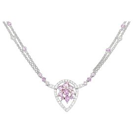 Autre Marque Collar de oro blanco 750 y oro rosa 750 con zafiro y diamante
