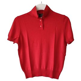 Gianni Versace Polo rojo de cachemira y seda