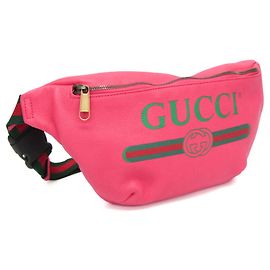 Marsupio/Borsa a tracolla in pelle con stampa logo Gucci Rosa