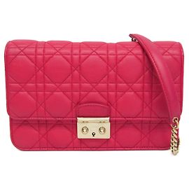 Christian Dior Cannage/Lady Dior Lambskin Chain/Shoulder Wallet