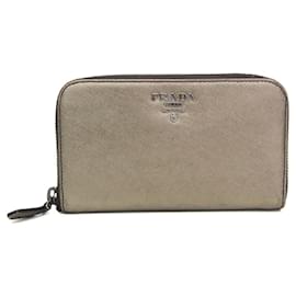 Prada Saffiano Metal Round Zip Wallet