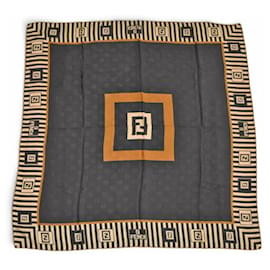 Fendi Silk Scarf in Beige and Black