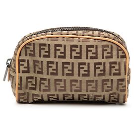 Fendi Beige Zucchino Canvas Pouch