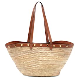 Céline Tote Panier in rafia classica con borchie Celine Beige Large