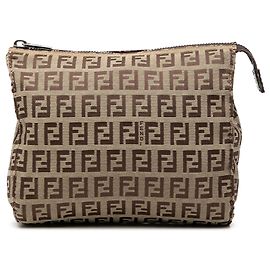 Fendi Beige Zucchino Canvas Pouch