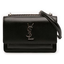Portafoglio con catena Saint Laurent Black Mini Leather Monogram Sunset