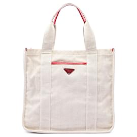 Borsa shopping Prada Brown Canvas Canapa Mistolino