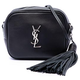 Bolsa Blogger em couro de bezerro preto com monograma Saint Laurent