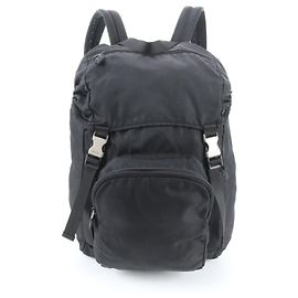 Prada Tessuto Nylon Triangle Logo Leather Backpack Handbag  display picture 1