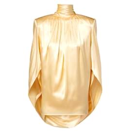 Mugler Blusa de seda amarilla con cuello alto - Thierry Mugler