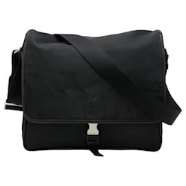 Borsa a tracolla messenger con placca logo Triangle Prada