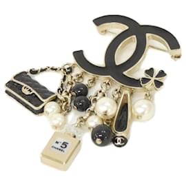 Spilla Chanel 61351 Nera Bianca Oro Perla