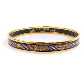 Bracelet jonc en émail noir et or Hermes - Hermès