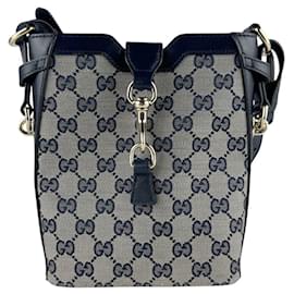 Borsa a tracolla Gucci in tela GG blu navy e rosso