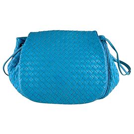 Borsa a tracolla in pelle Intrecciato blu Bottega Veneta