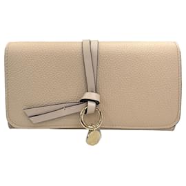 Cartera larga de cuero beige Chloé