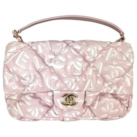 Borsa Chanel in pelle di vitello stampata trapuntata Medium Puffy Bubbly CC Rosa