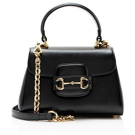 Mini bolso de mano Gucci Leather Horsebit 1955 con asa de cadena