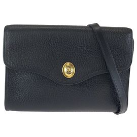 Bolsa de ombro em couro preto vintage Christian Dior