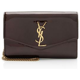 Portafoglio con catena Uptown monogramma in pelle vernice Saint Laurent