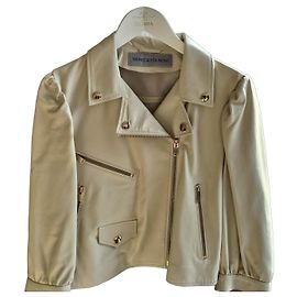 Autre Marque Benedetta Novi Beige Lederjacke Biker-Stil