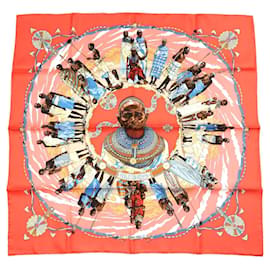 Sciarpa Hermes Perles Du Kenya 90 cm seta arancione rosa 1997 Carre perla 35" AUC31944_0517 - Hermès