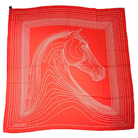 Hermes Shawl Pegase Paysage 140 cm Cashmere silk scarf stole red Pegasus 56" AUC82786_0430 - Hermès